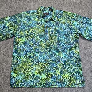 Pete Huntington Bali Handcrafted 1/2 Button Mens Casual Shirt Sz L 100% Cotton